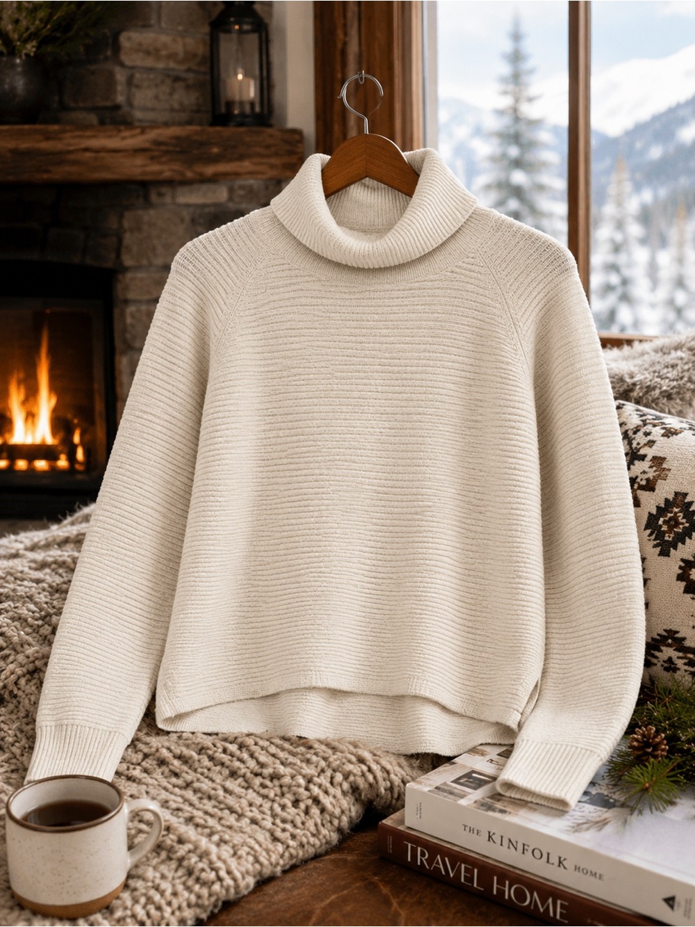 KÜHL Ivory Merino Wool Blend Ribbed Turtleneck Sweater Women’s Med Cozy Outdoor - Picture 1 of 10